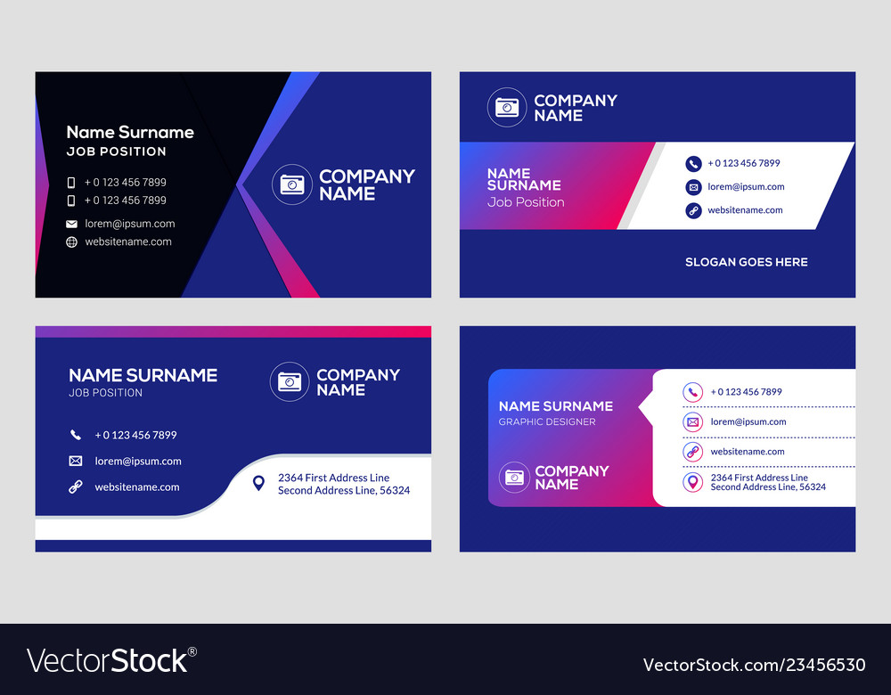 Set of business card templates stationery design vector image Set of business card templates stationery design