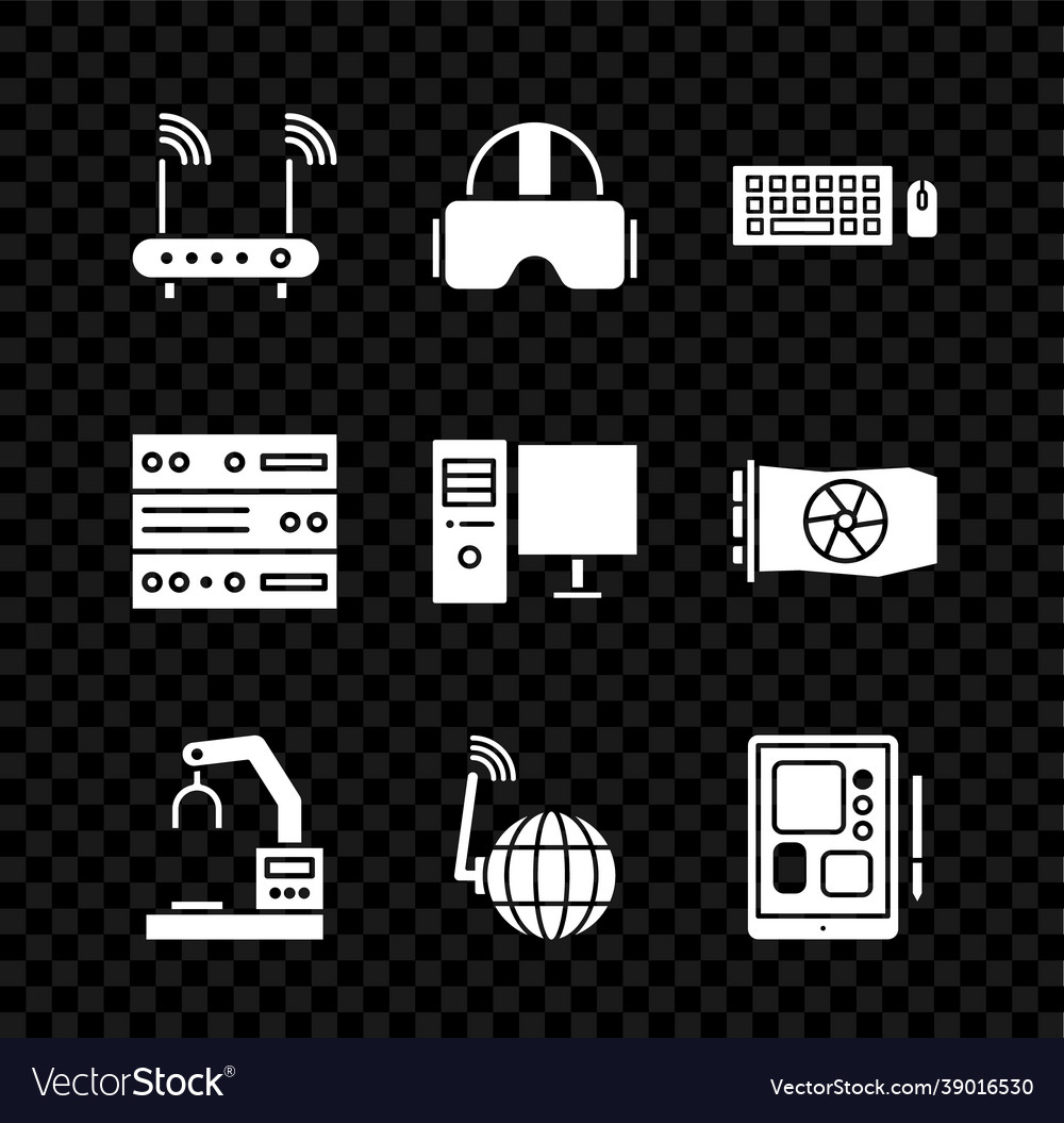Set router and wi-fi signal virtual reality Vector Image Set router and wi-fi signal virtual reality