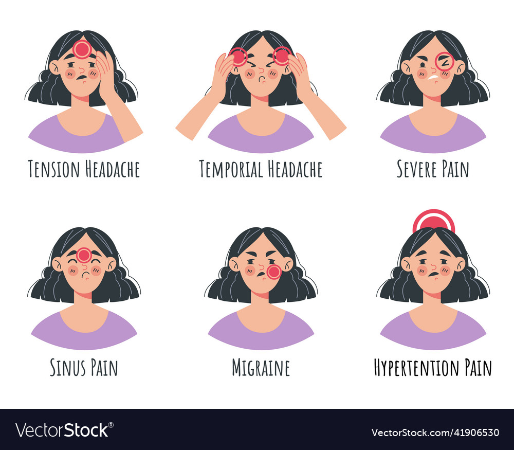 Types head aches design element set Royalty Free Vector