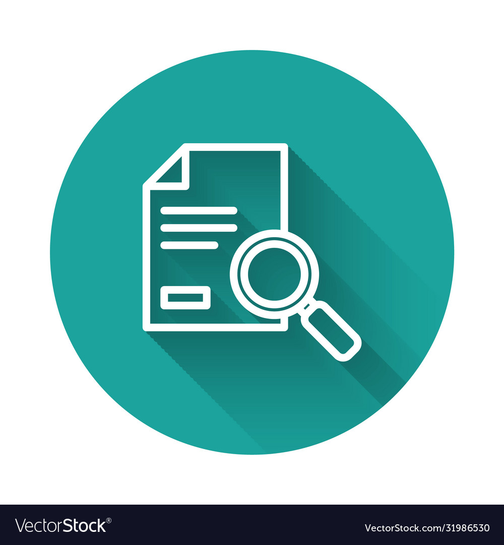 White line document with search icon isolated vector image White line document with search icon isolated