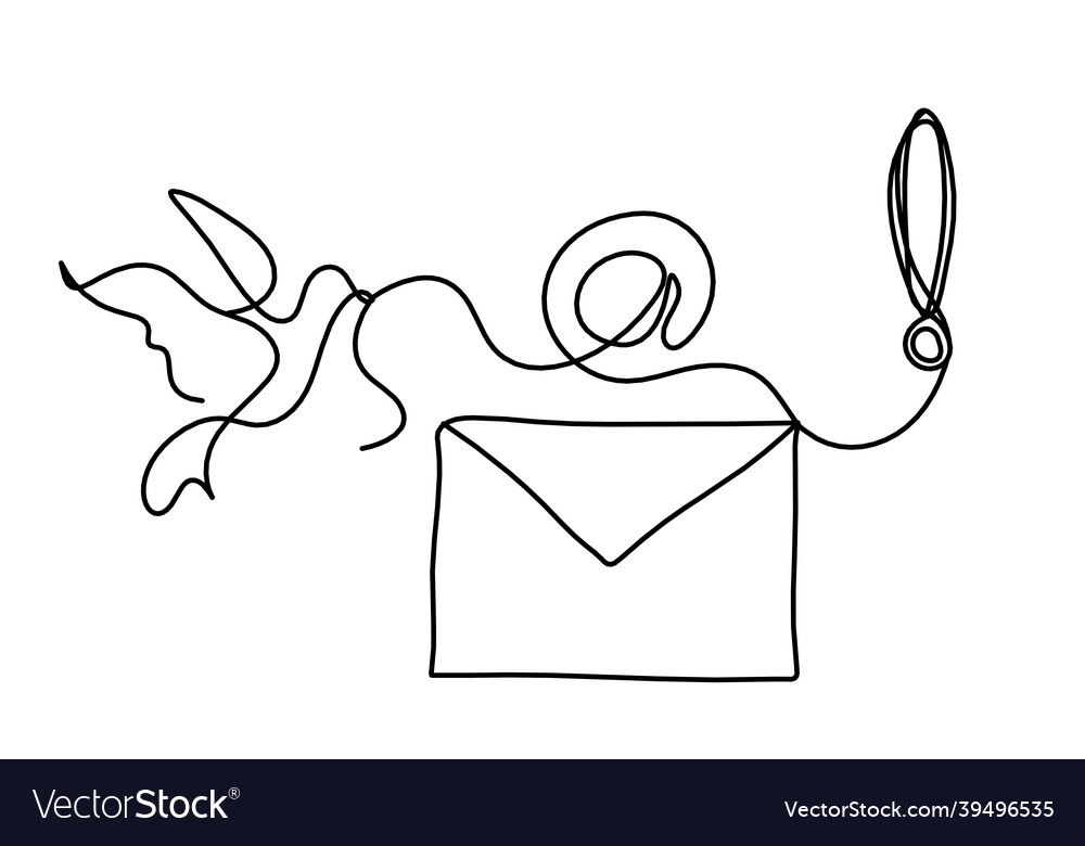 Abstract paper envelope with bird and exclamaion