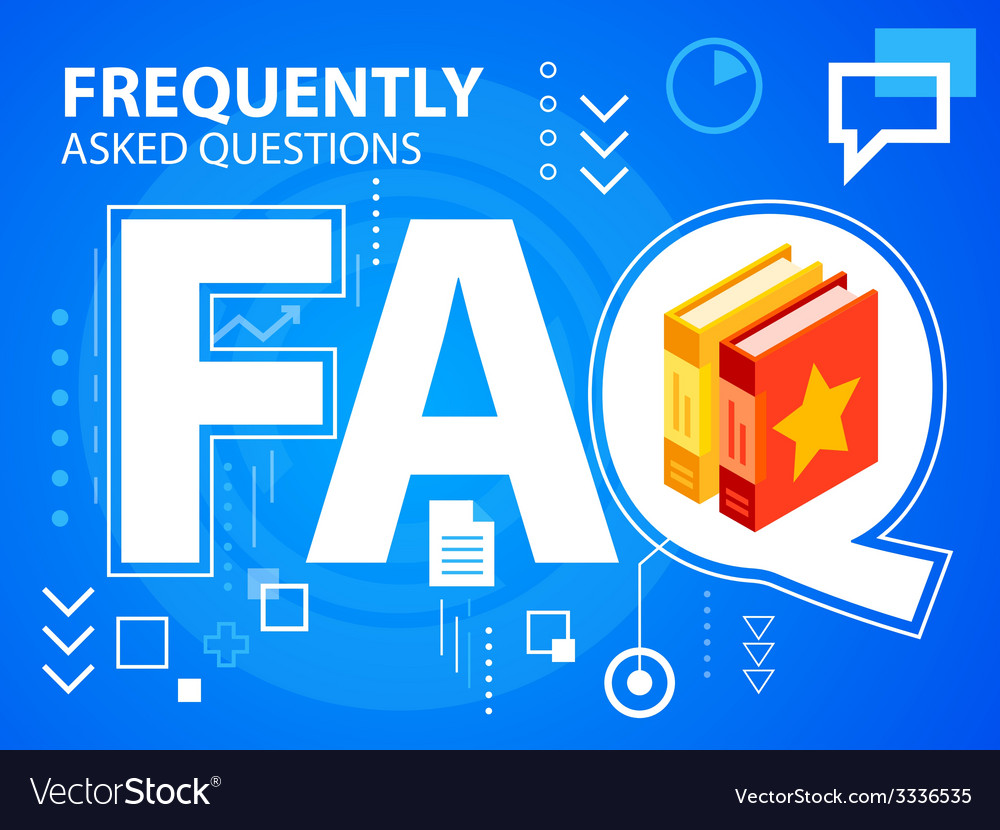 Bright faq and books on blue background