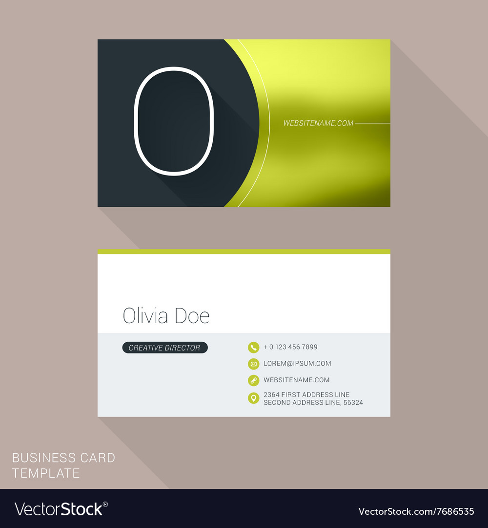 Creative business card template letter o flat