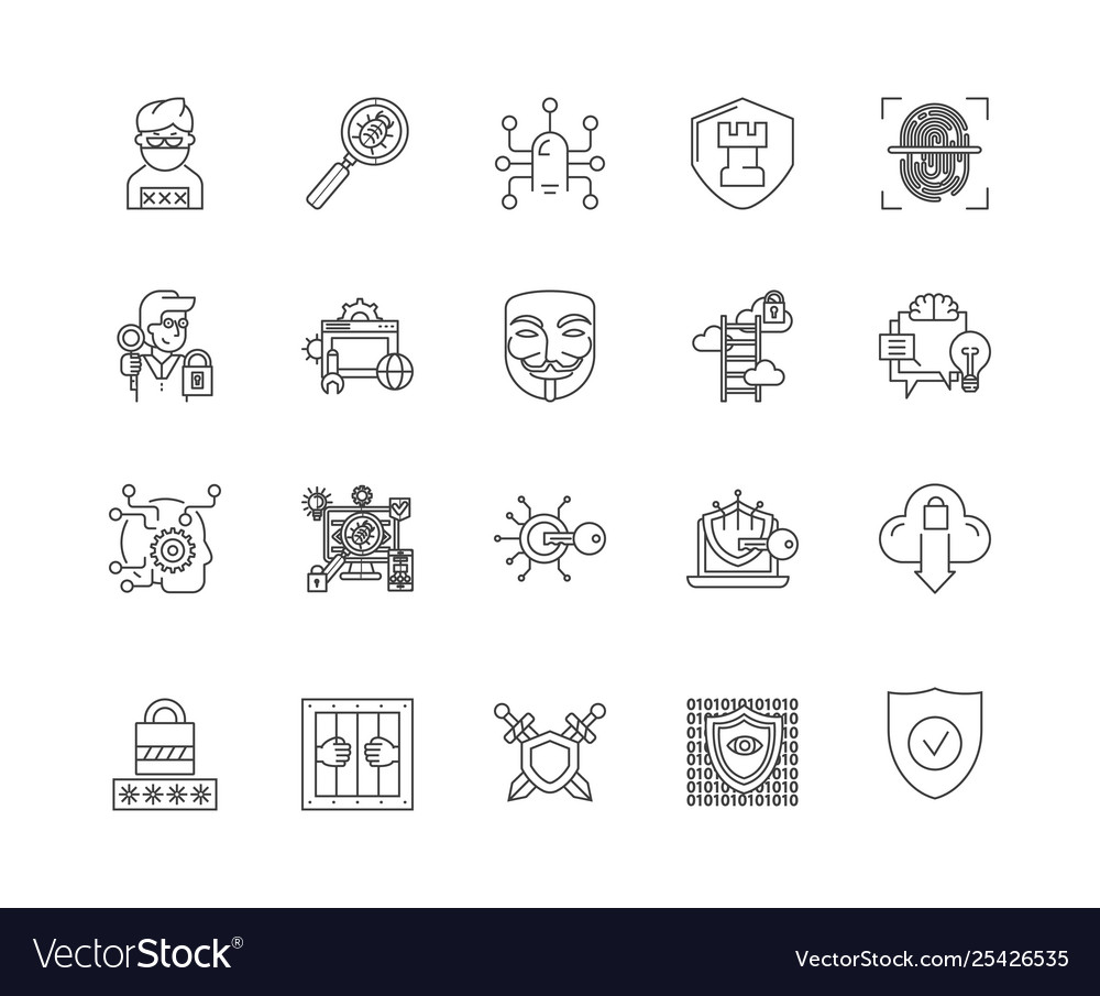 Data security line icons signs set vector image Data security line icons signs set