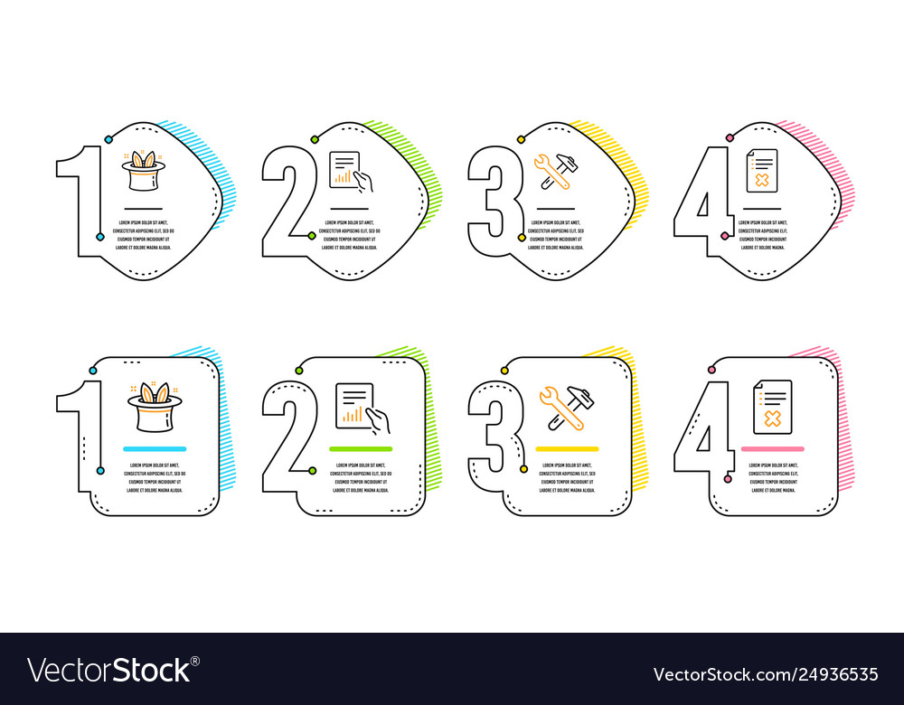 Document hat-trick and spanner tool icons set