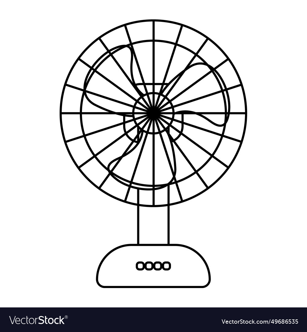 Electric fan outline on white Royalty Free Vector Image