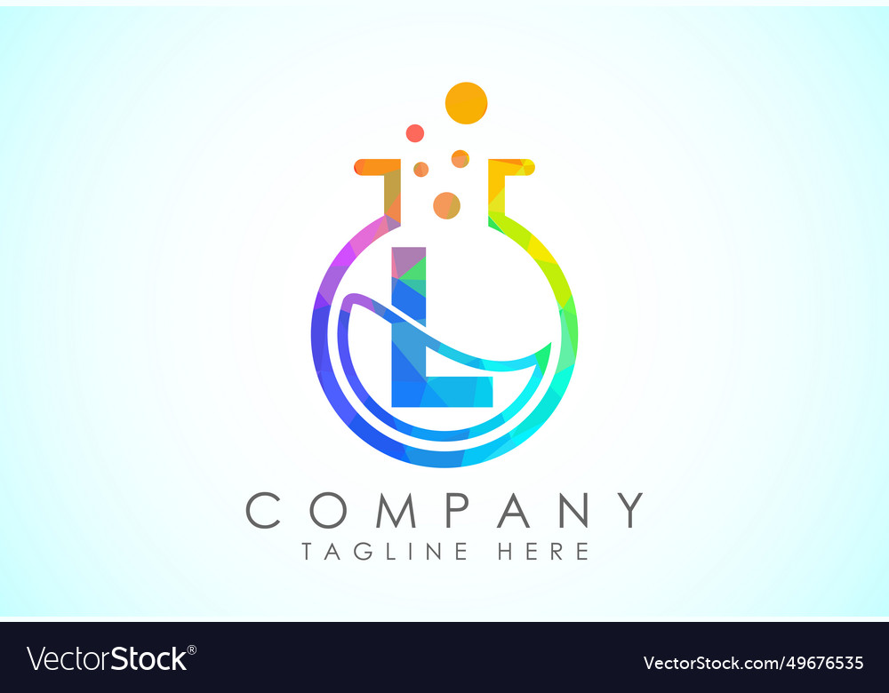 English alphabet l with science lab emblem low
