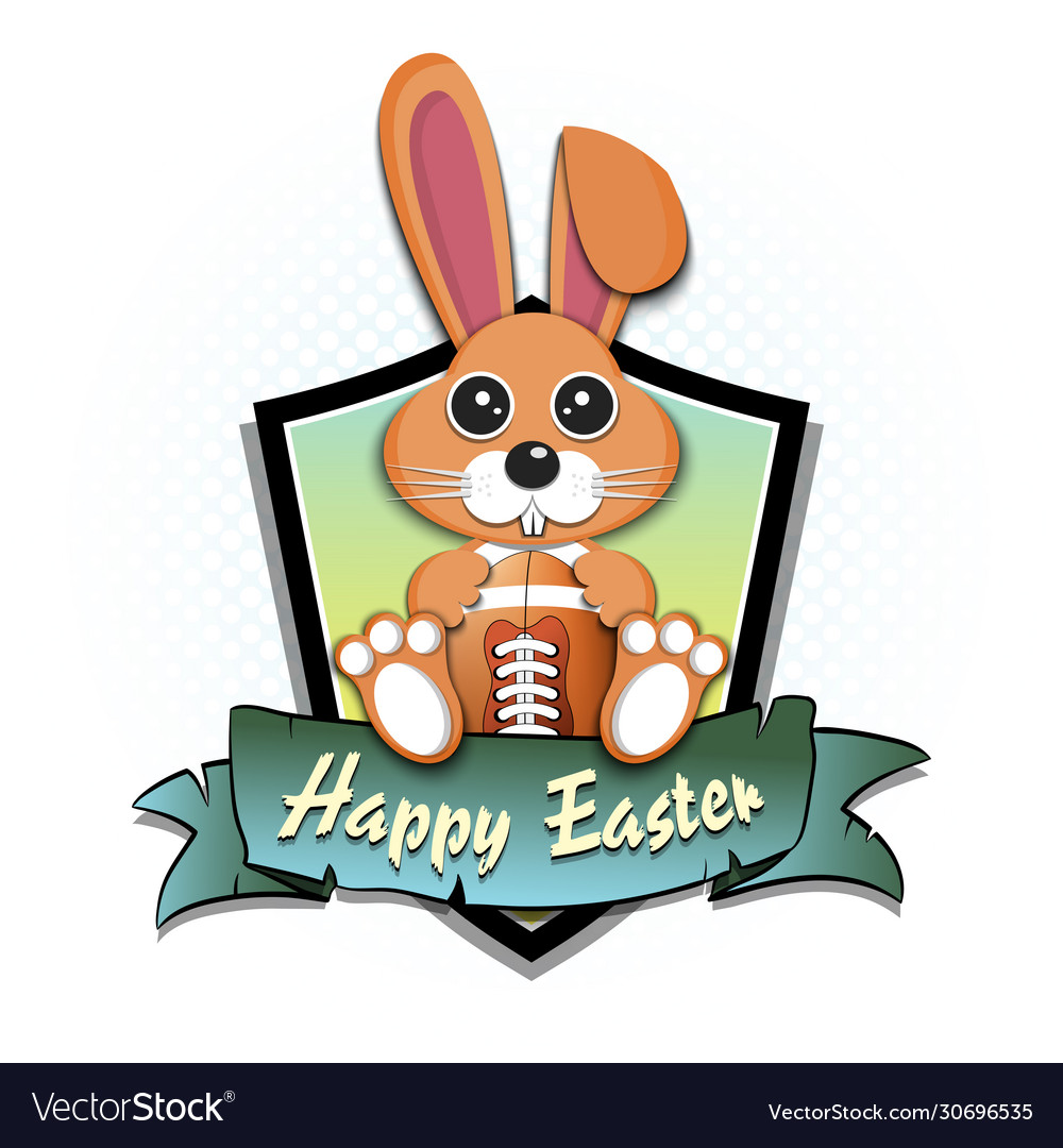 Happy easter rabbit with football ball