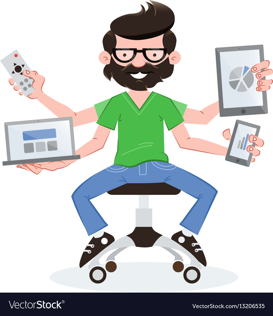 Hipster Tech Guy with Devices