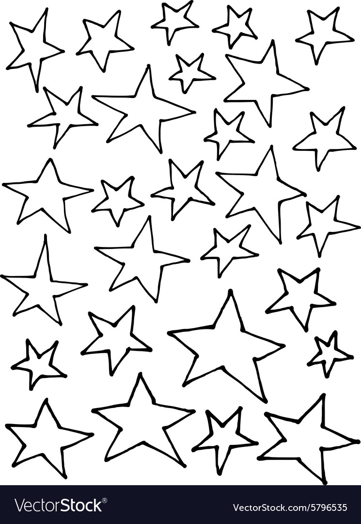 Liquid line irregular stars hand drawn over white Vector Image