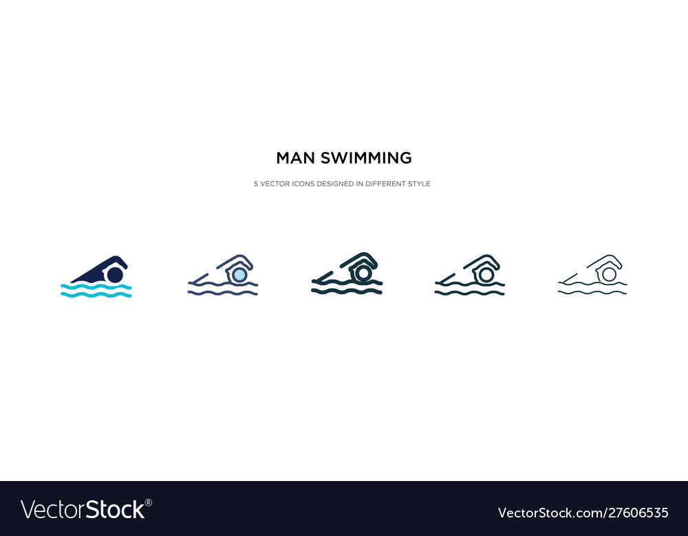 Man swimming icon in different style two colored