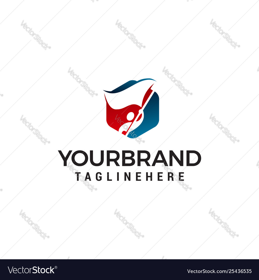 Man with flag logo design concept template
