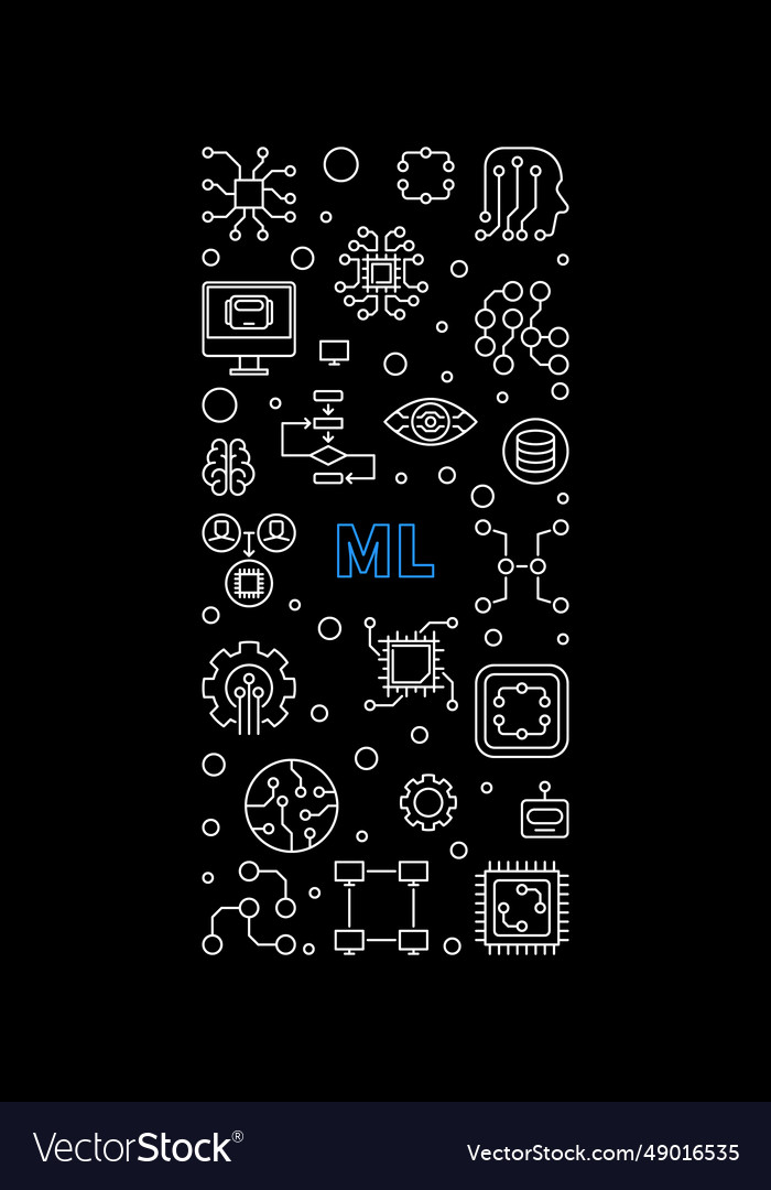 Ml - machine learning technology concept thin
