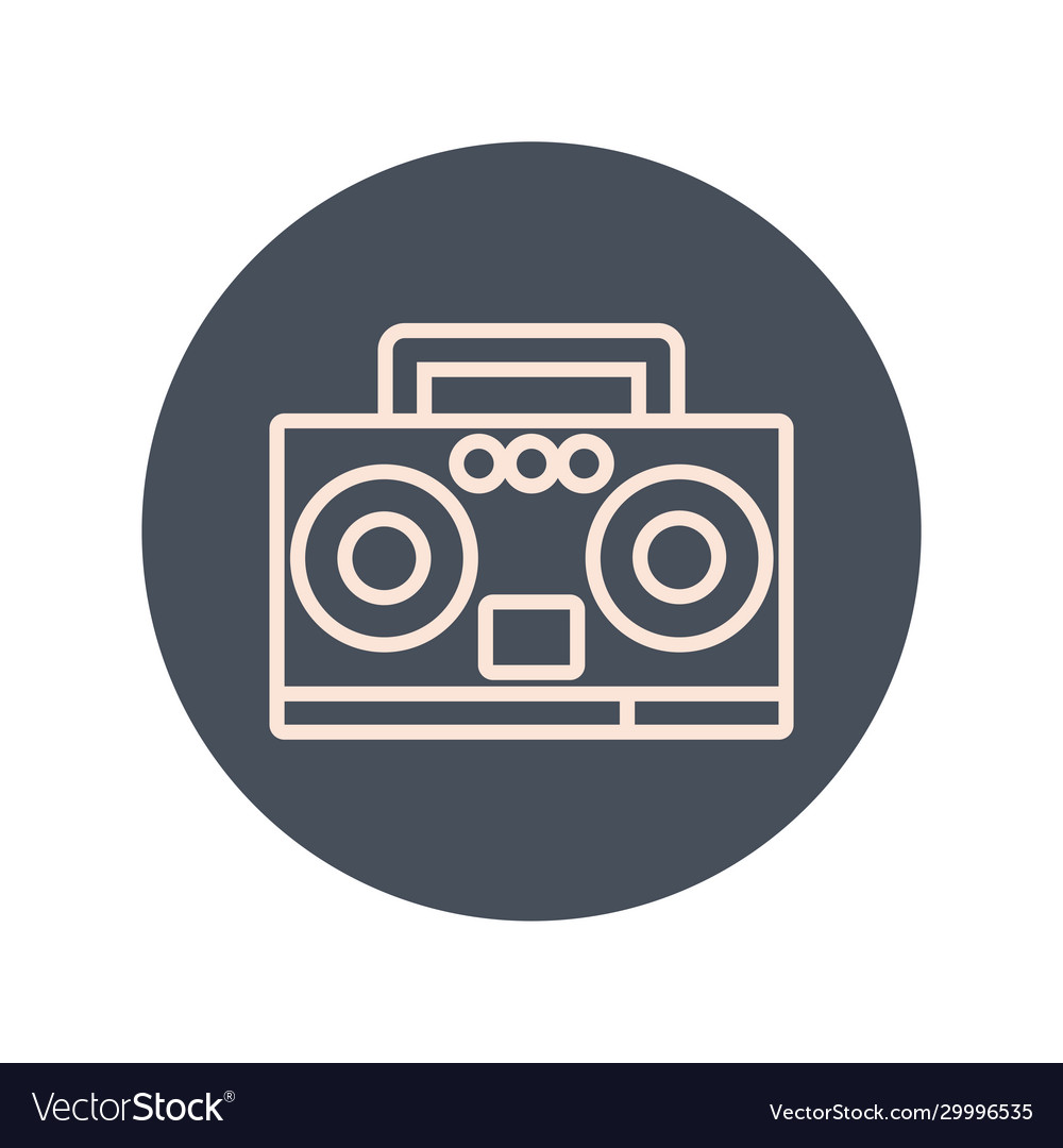 Radio music player block and line icon