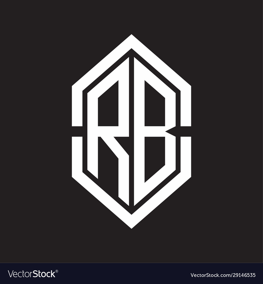 Rb logo monogram with hexagon shape and outline vector image Rb logo monogram with hexagon shape and outline