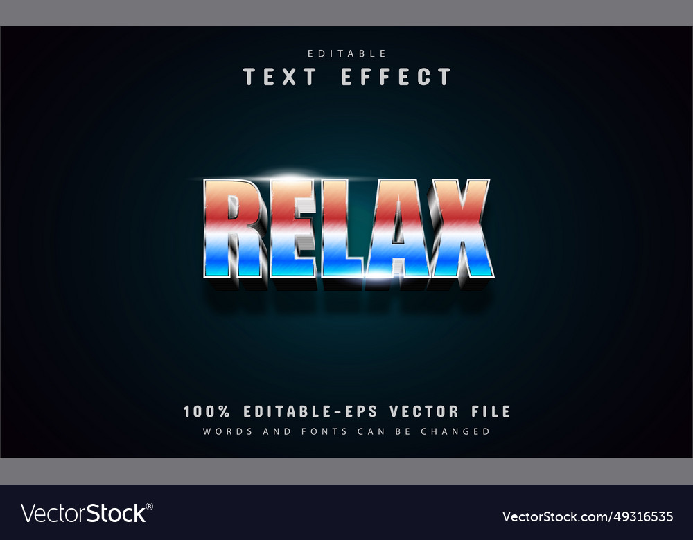 Relax 3d gradient style text effect editable vector image Relax 3d gradient style text effect editable