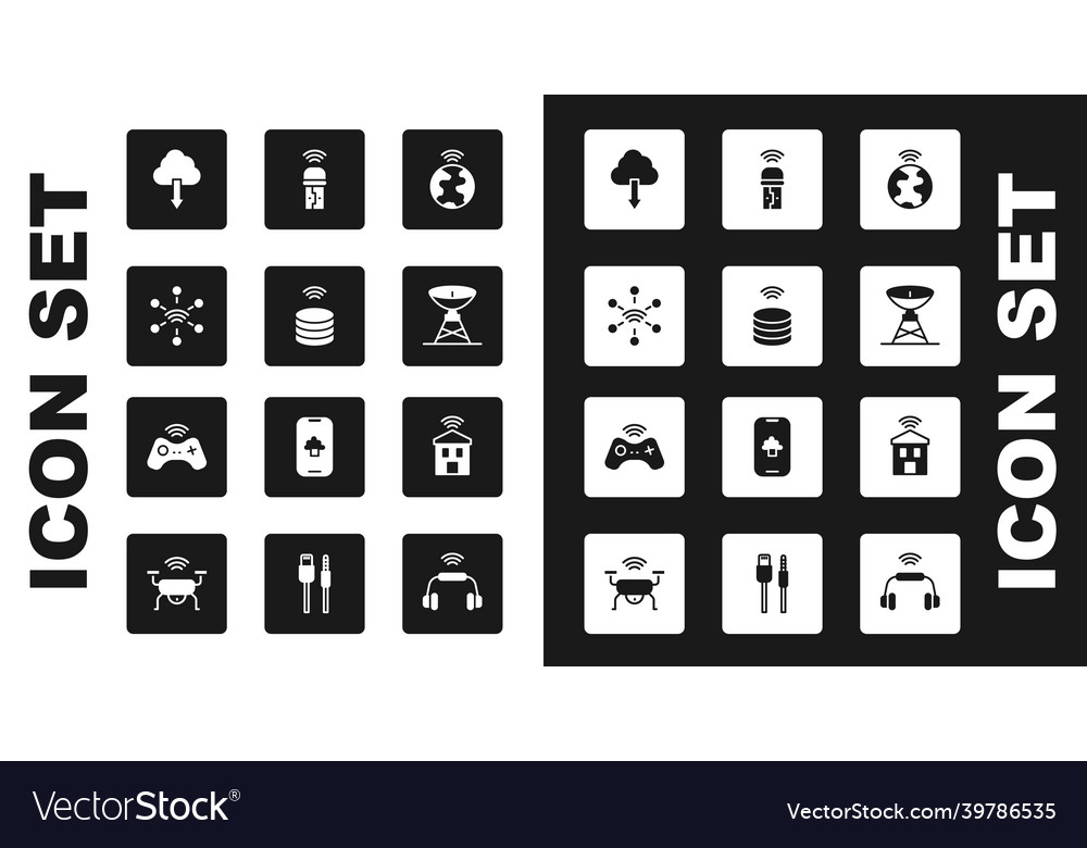 Set global technology smart data server network vector image Set global technology smart data server network