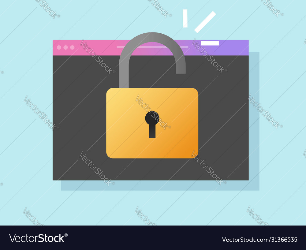 Website online secure access unlocked or internet vector image Website online secure access unlocked or internet