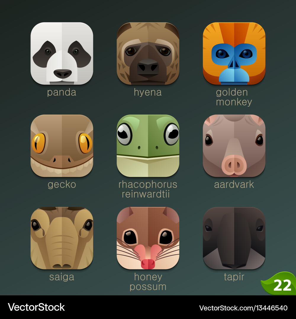 Animal faces for app iconsset 22 Royalty Free Vector Image