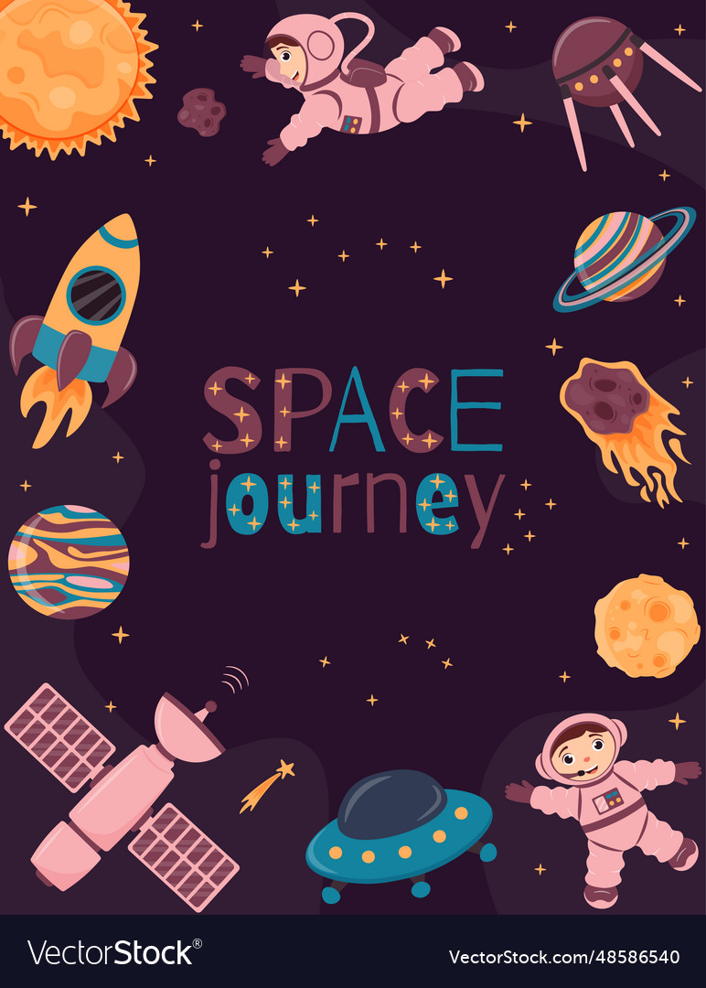 Background with astronauts planets spacecraft vector image Background with astronauts planets spacecraft