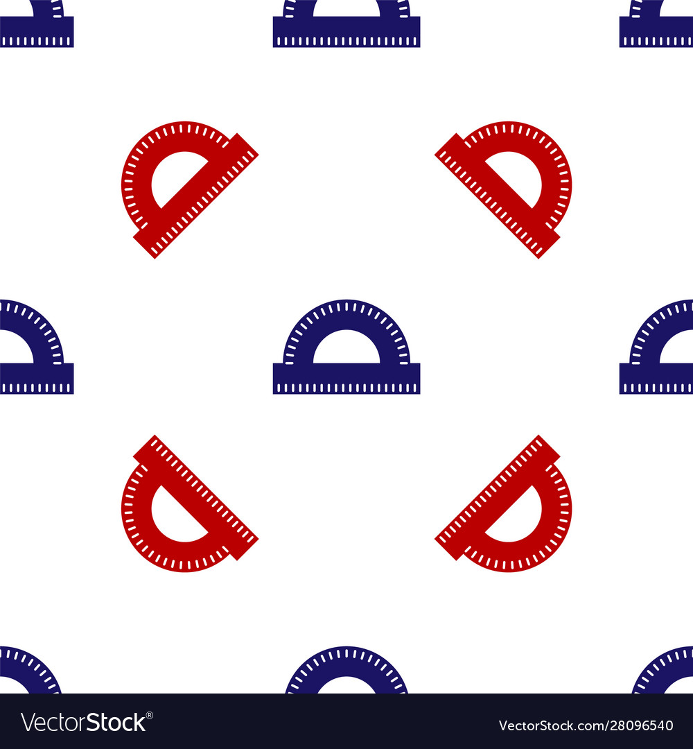 Blue and red protractor grid for measuring degrees vector image Blue and red protractor grid for measuring degrees