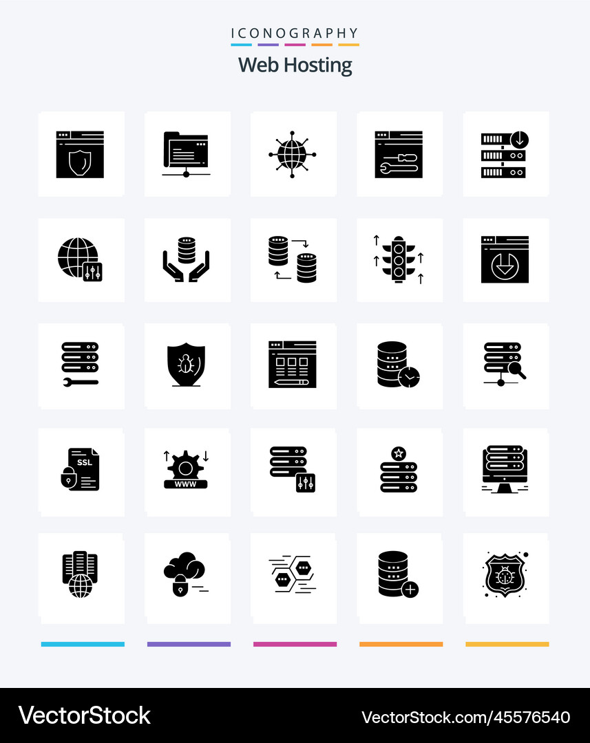 Creative web hosting 25 glyph solid black icon Vector Image