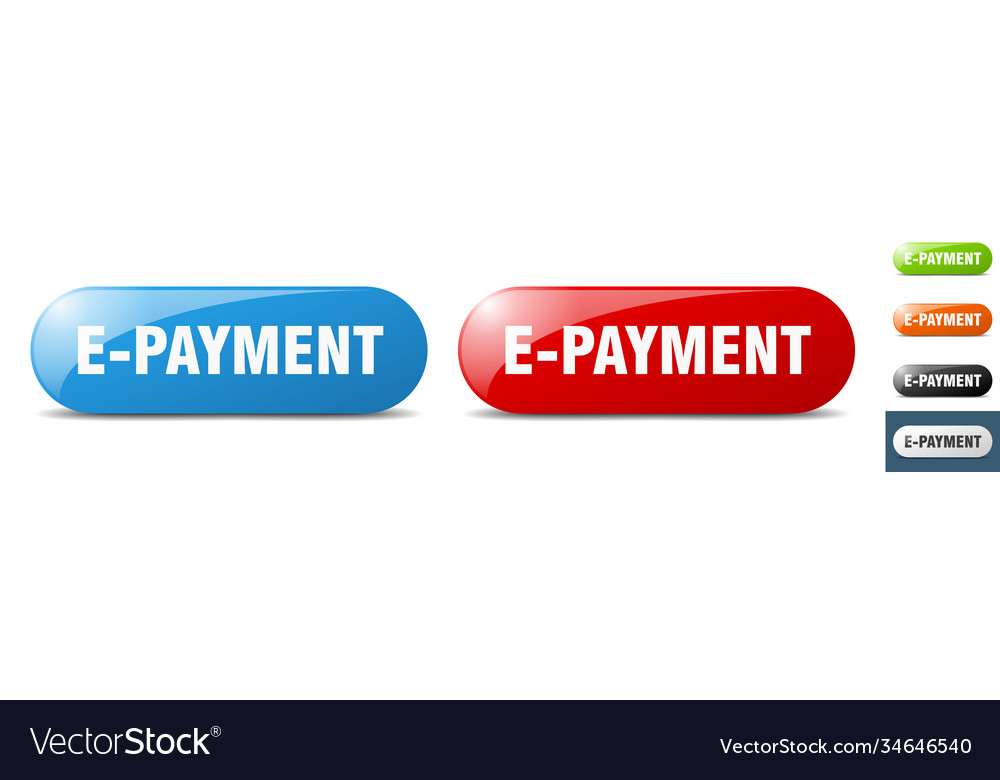 E-payment button key sign push set vector image E-payment button key sign push set