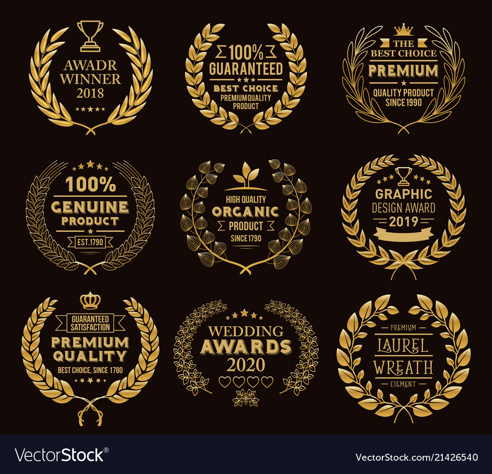 Golden Laurel Wreaths Templates Royalty Free Vector Image Golden Laurel Wreaths Templates Vector Image