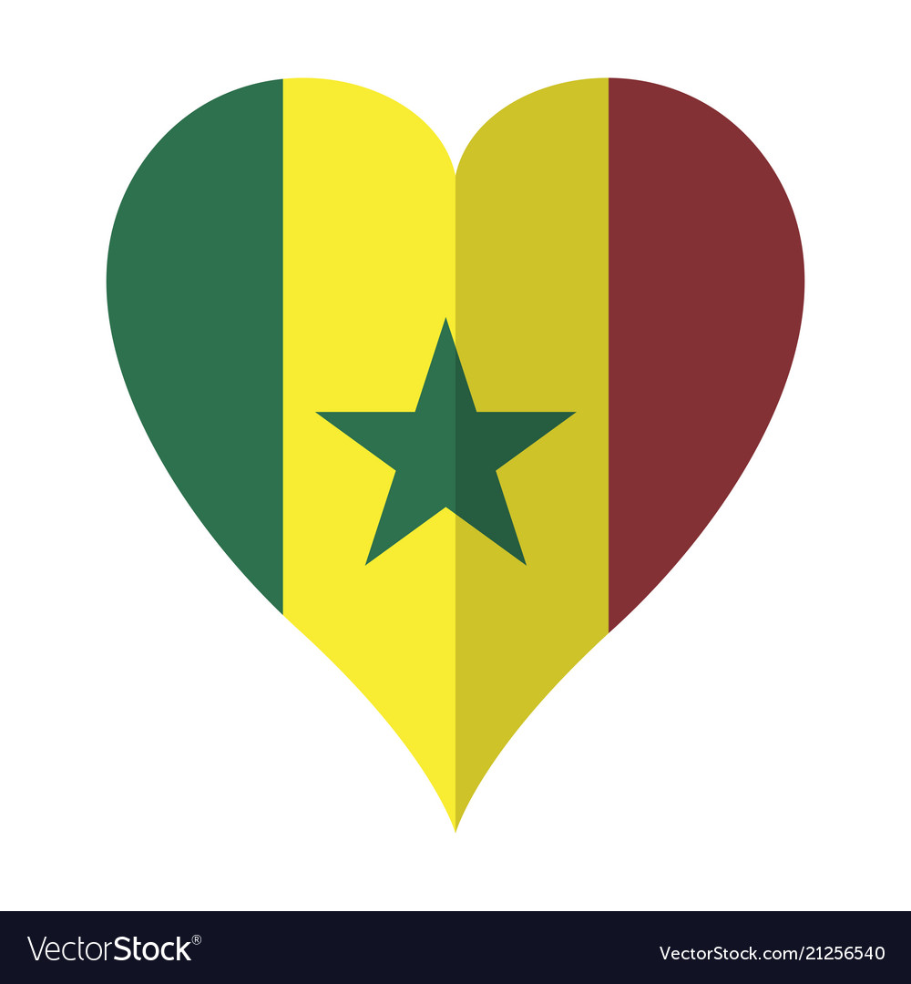 Isolated flag of senegal on a heart shape