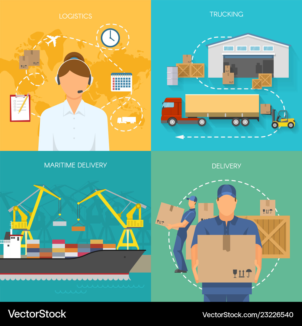 Logistics flat compositions Royalty Free Vector Image