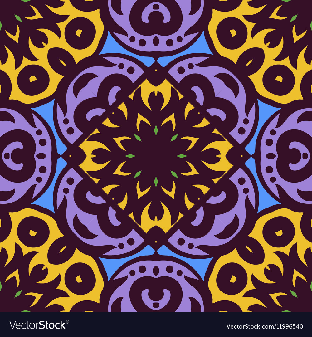 Seamless pattern with bright ornament tile Vector Image