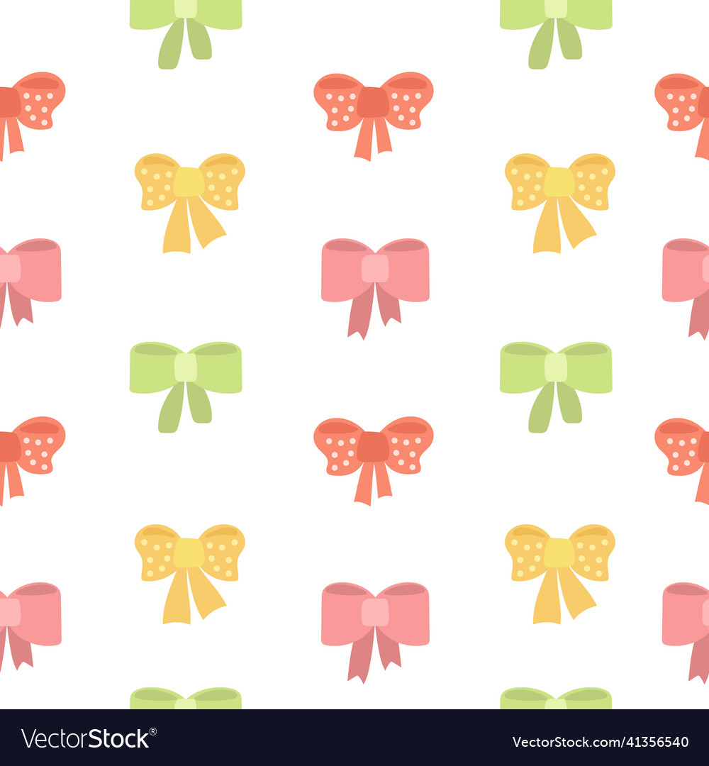 Seamless pattern with cartoon bows in bright Vector Image