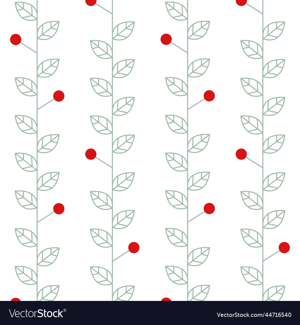 Seamless pattern with linear simple leaf brances Vector Image Seamless pattern with linear simple leaf brances