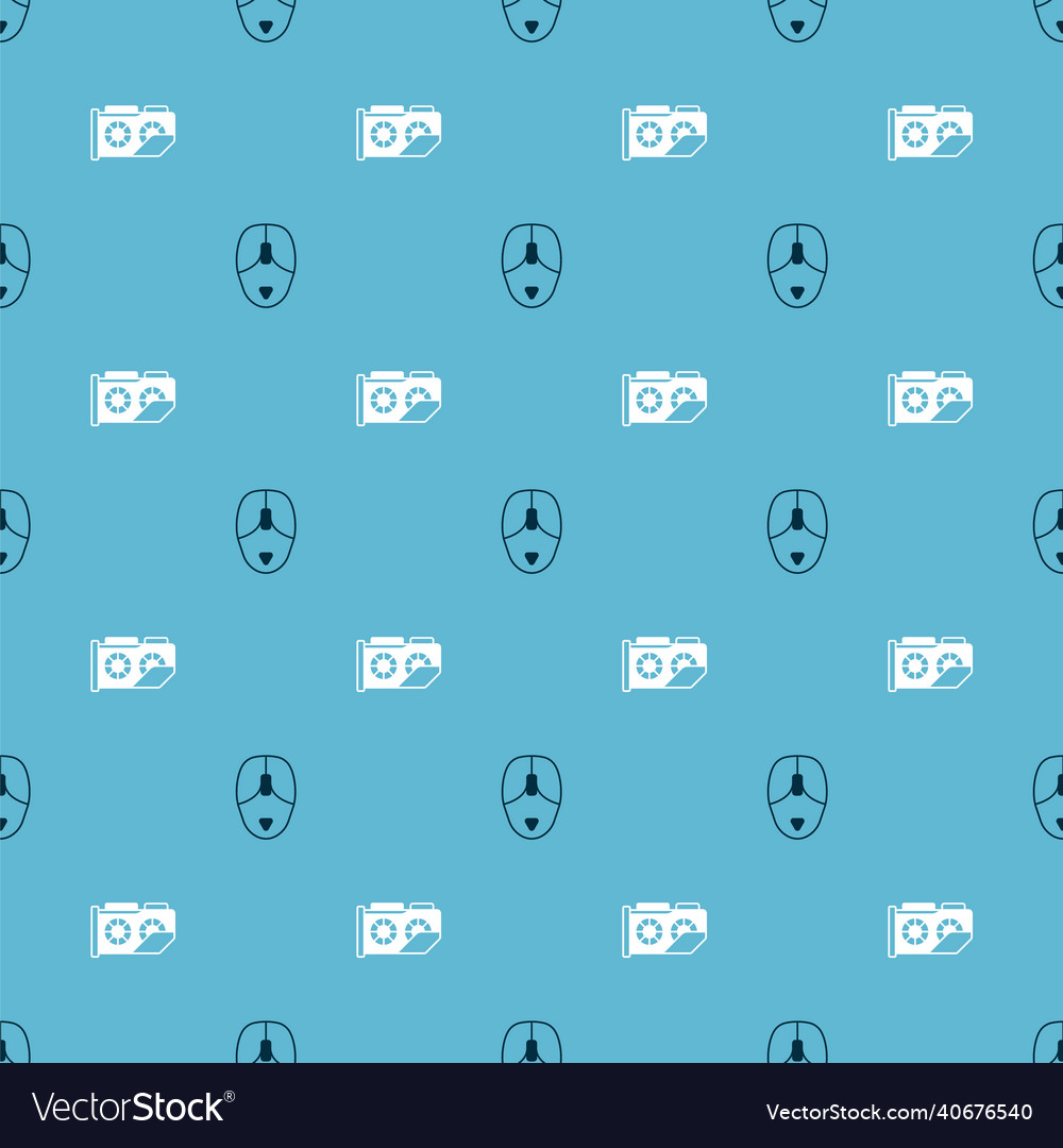 Set computer mouse and video graphic card vector image Set computer mouse and video graphic card