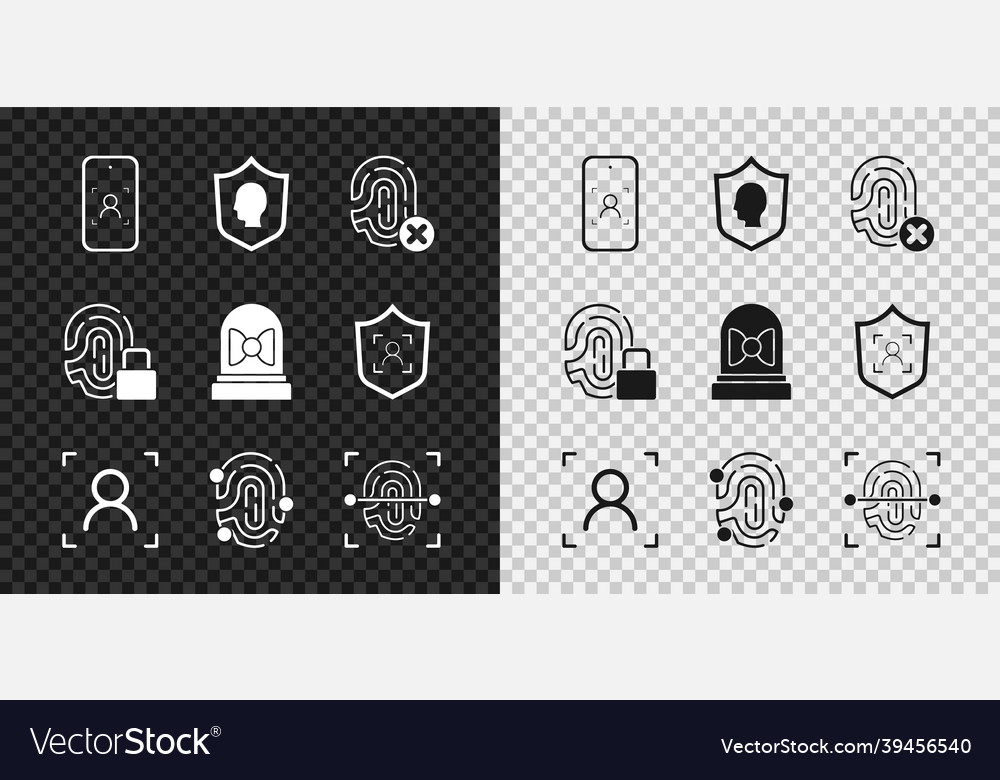 Set mobile and face recognition user protection vector image Set mobile and face recognition user protection