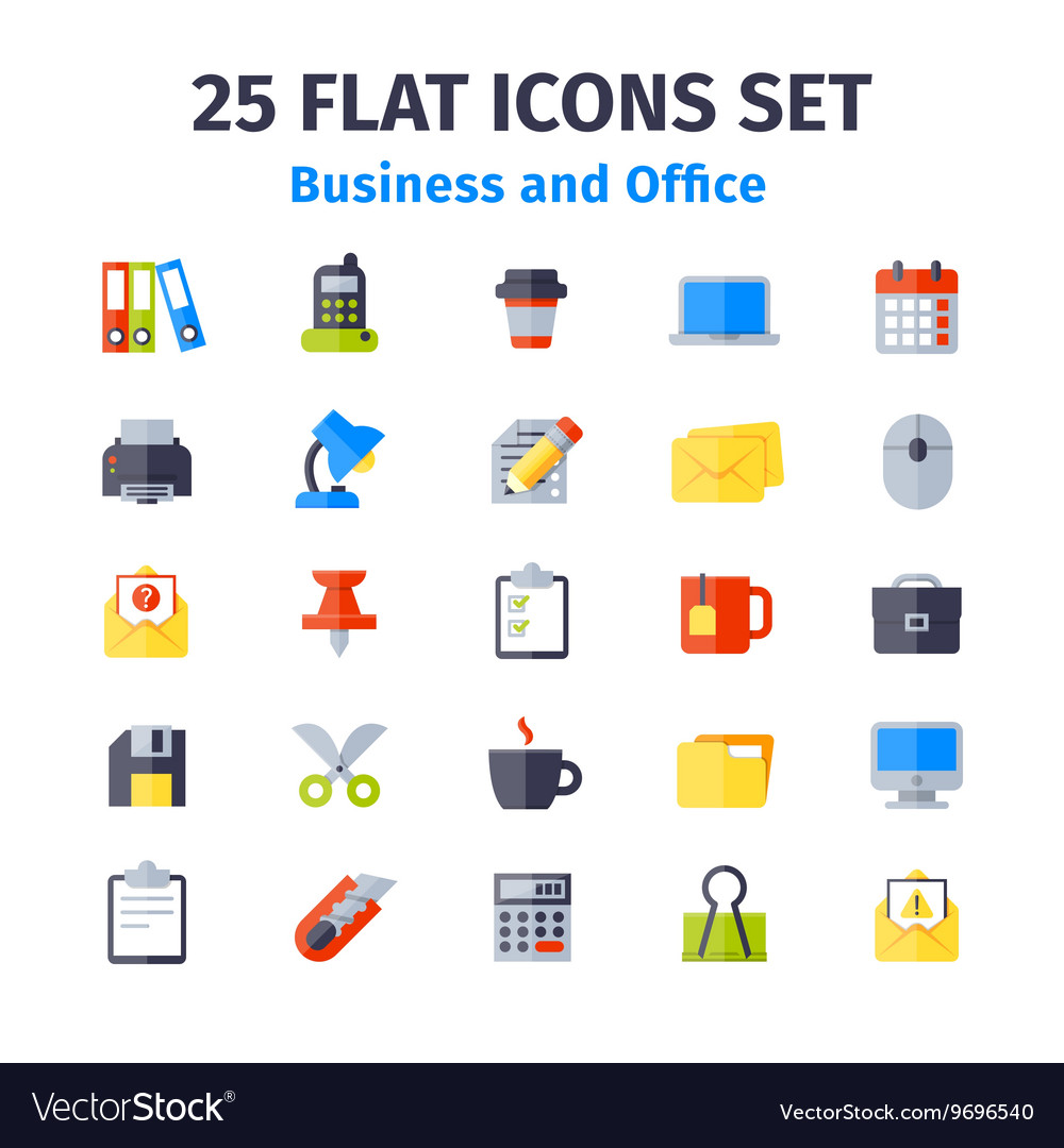 Set von 25 flachen Icons