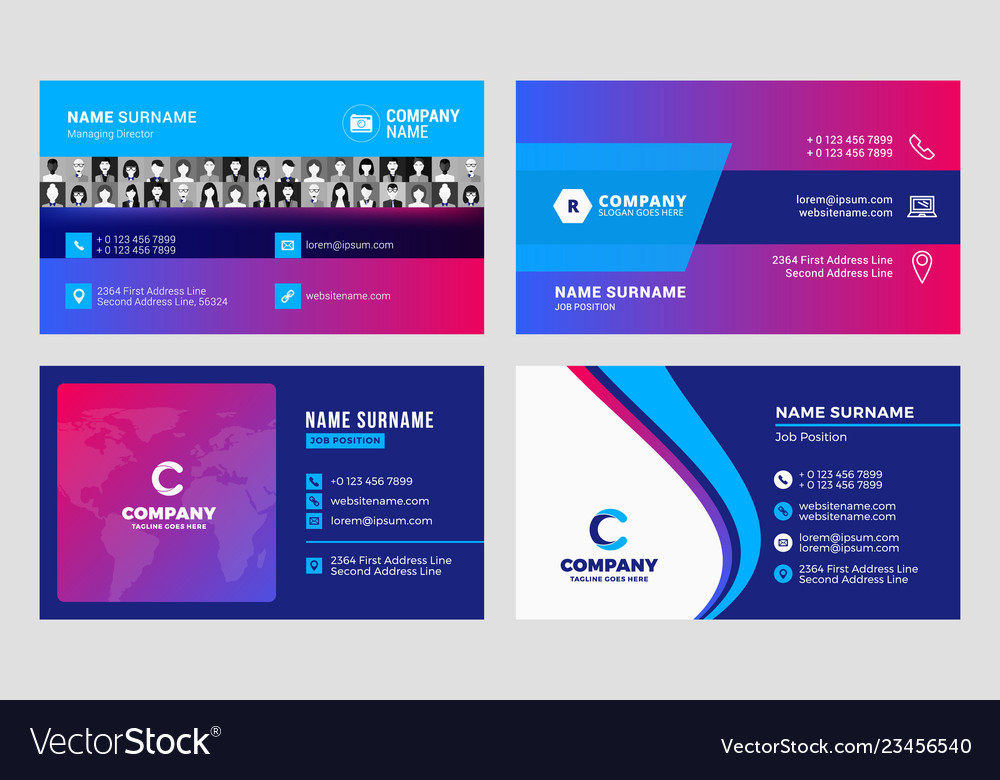 Set of business card templates stationery design