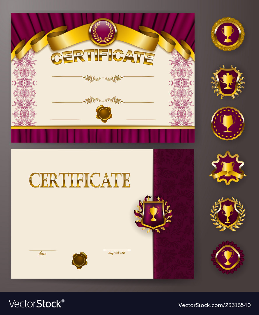 Set of elegant templates diploma with lace