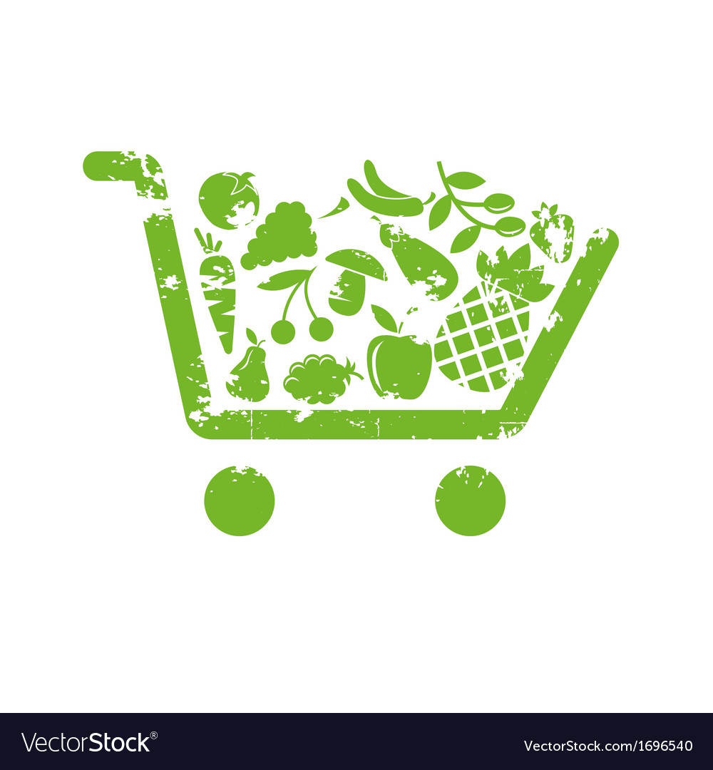 Shopping cart fruit Royalty Free Vector Image - VectorStock