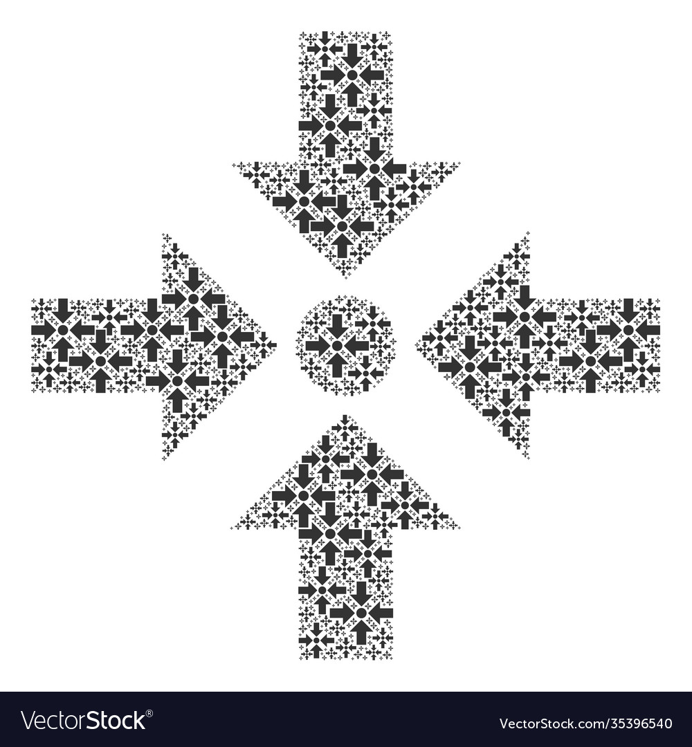 Shrink arrows recursive collage itself icons vector image Shrink arrows recursive collage itself icons