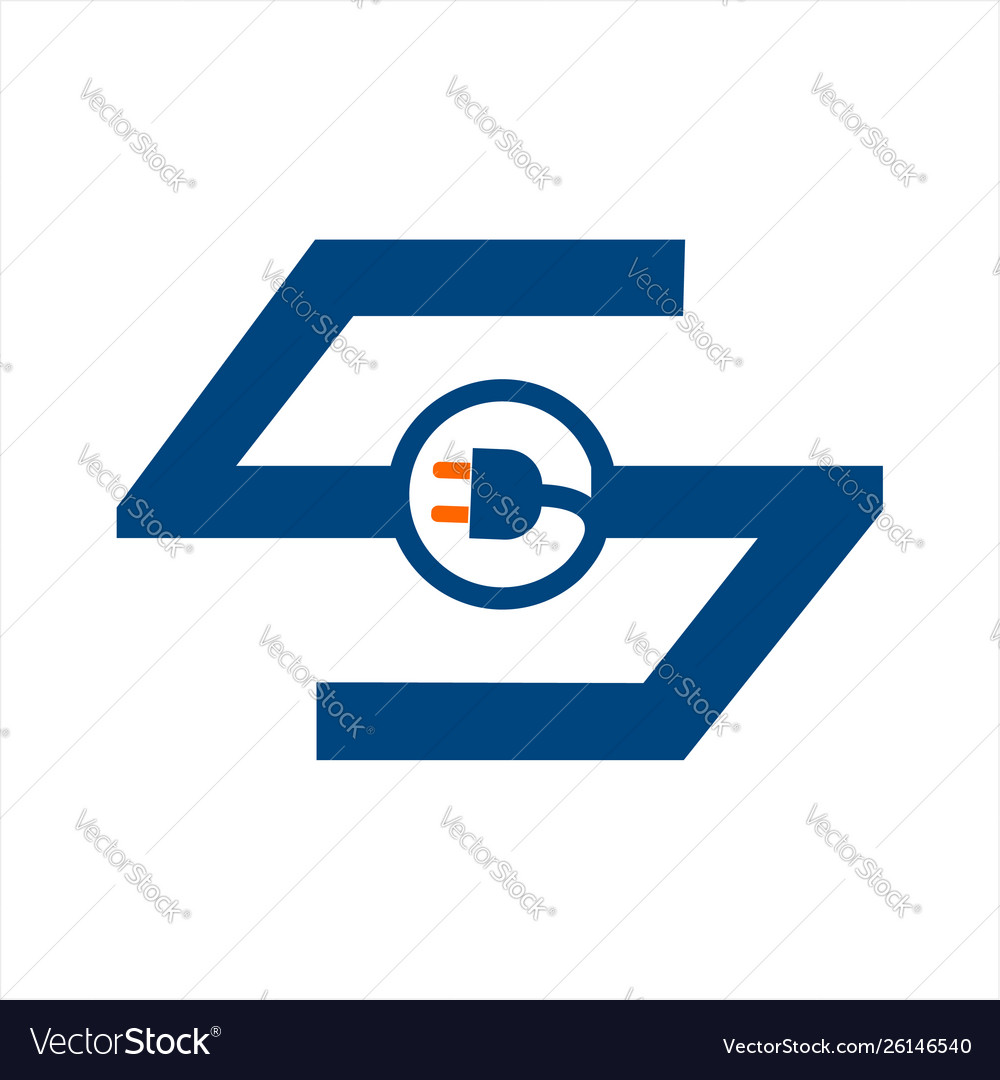 Simple s csc initials electrical switch logo vector image Simple s csc initials electrical switch logo