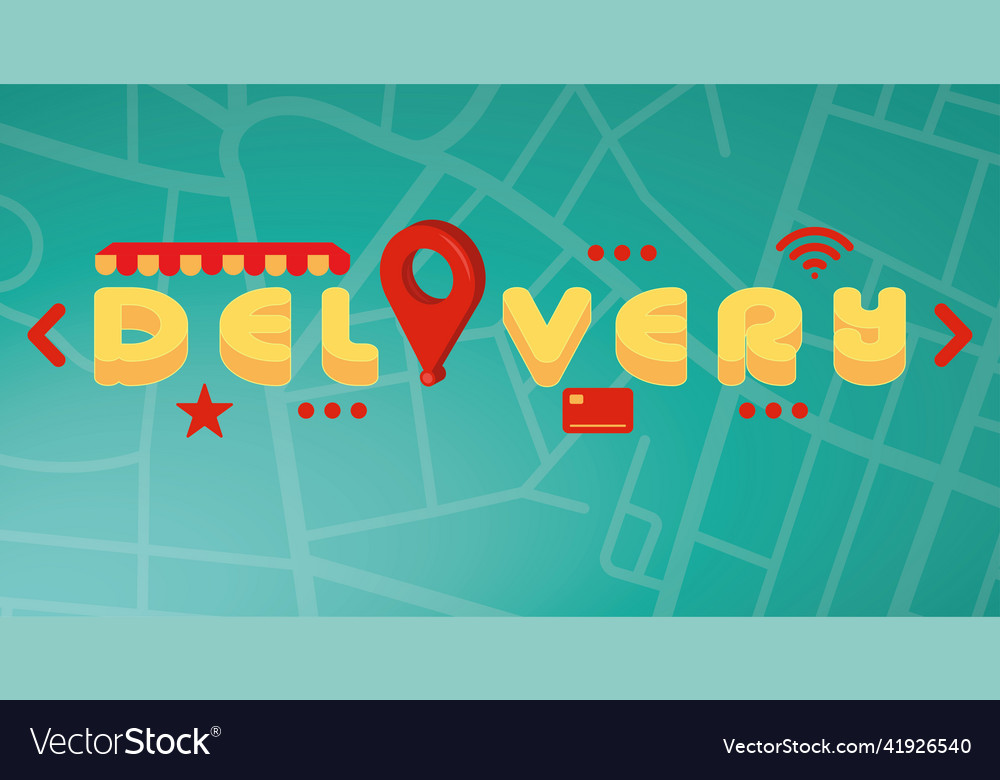 Text with a location pin above an app map delivery
