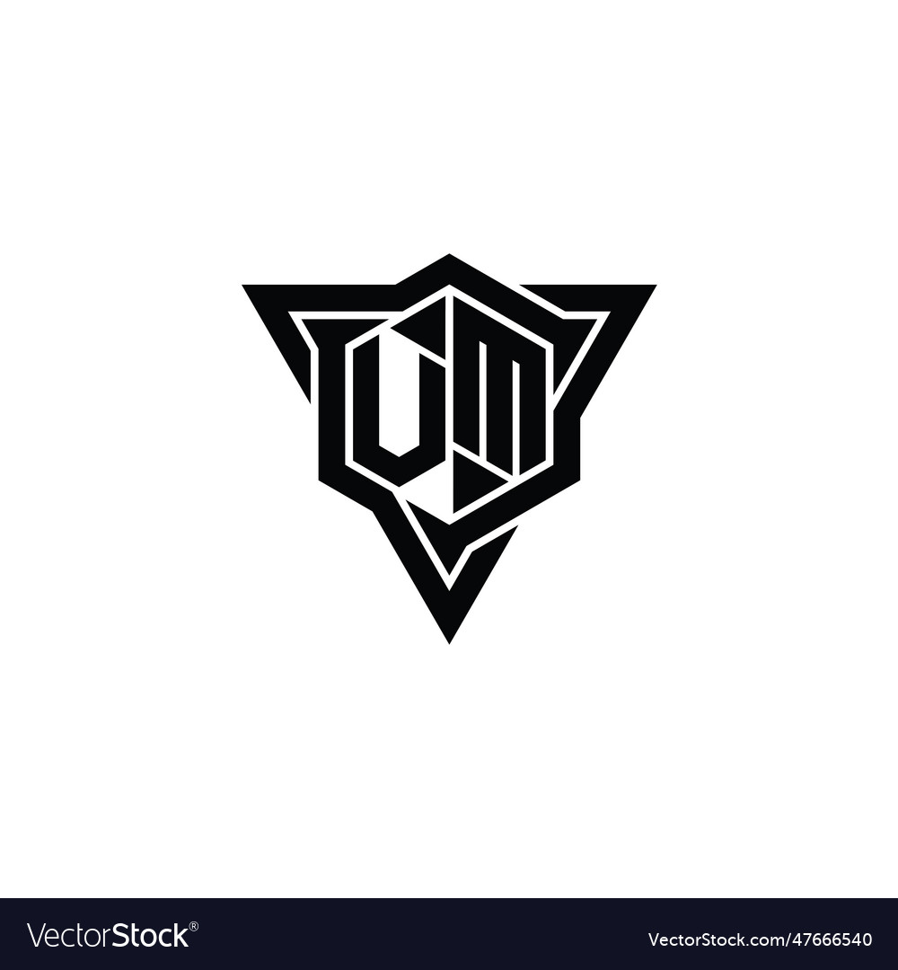 Vm logo monogram hexagon shape with triangle