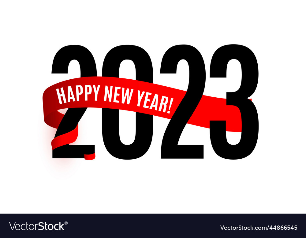 2023 numbers with red ribbon happy new year event