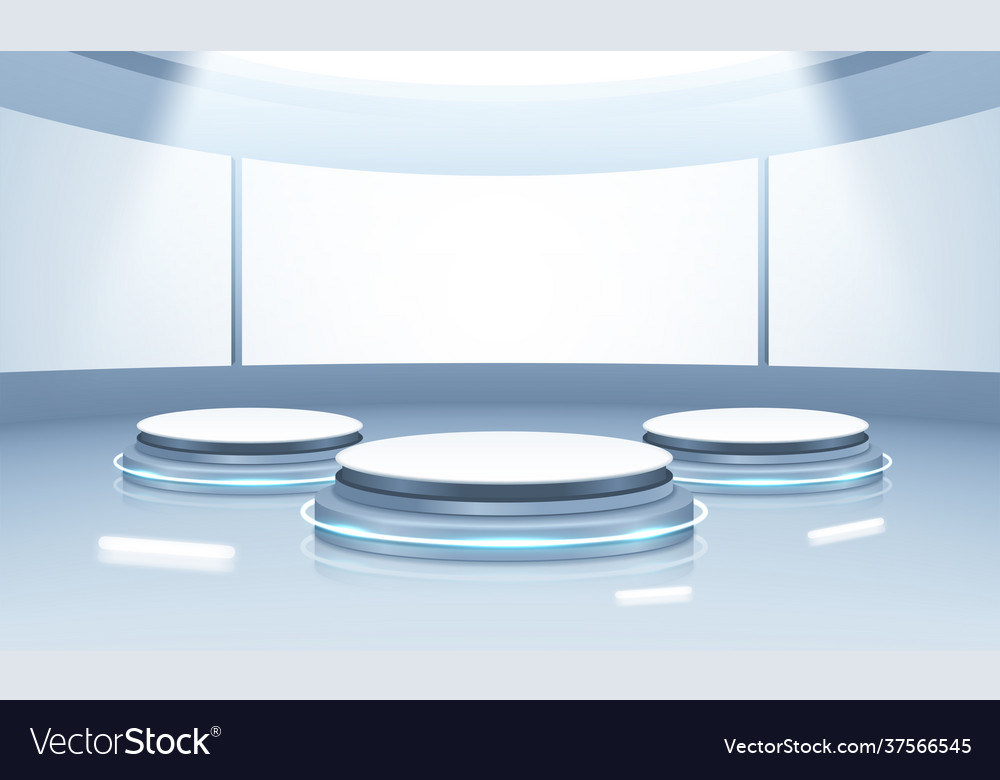Background 3d blue rendering with podium vector image Background 3d blue rendering with podium