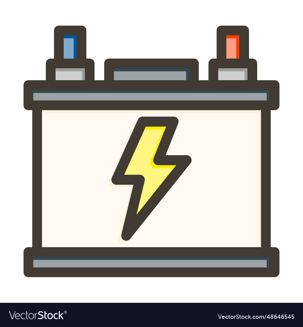 Battery thick line filled colors icon Royalty Free Vector