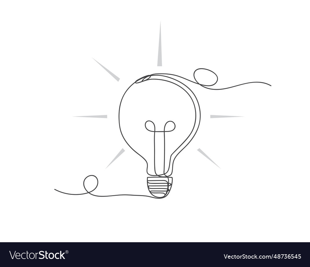 Continuous one line lamp bulb shape art vector image Continuous one line lamp bulb shape art