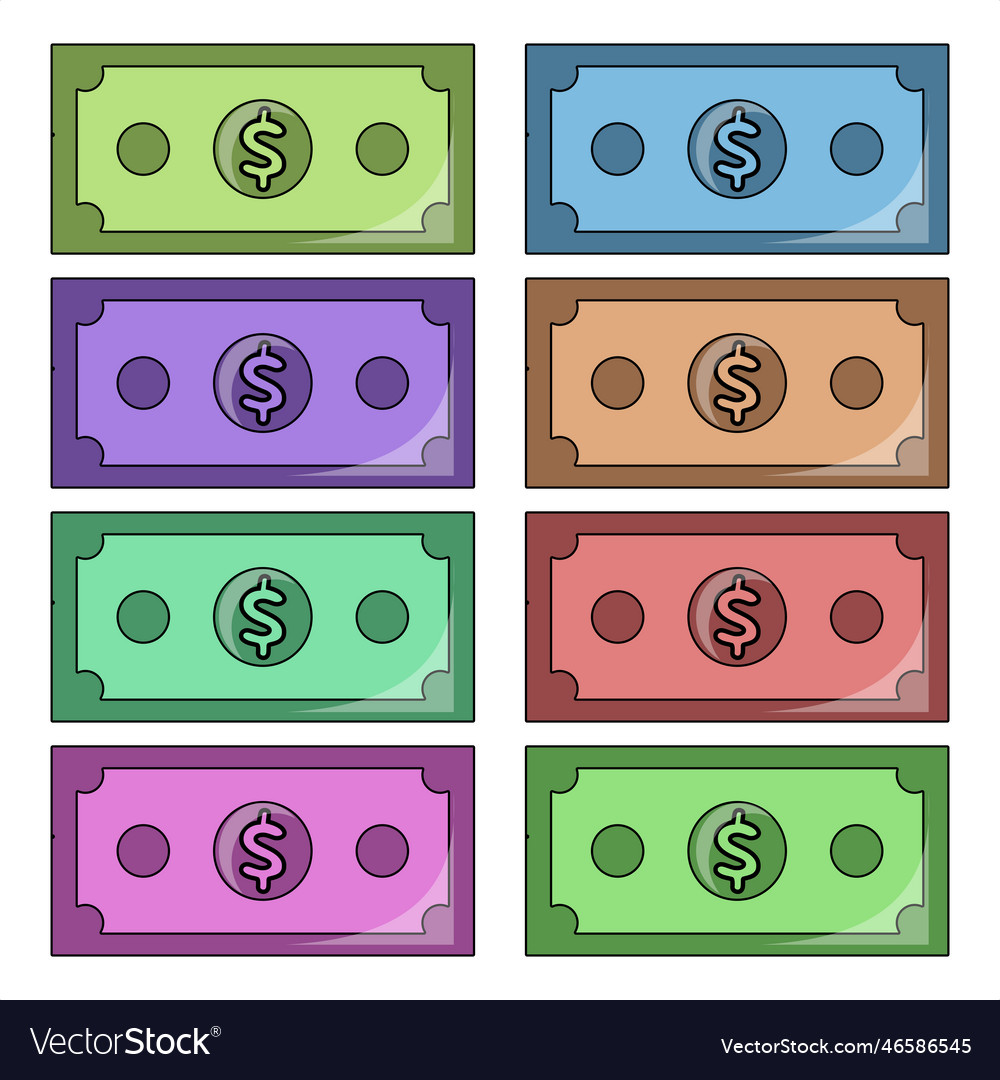 Dollar Bills With Various Colors Royalty Free Vector Image dollar-bills-with-various-colors-royalty-free-vector-image