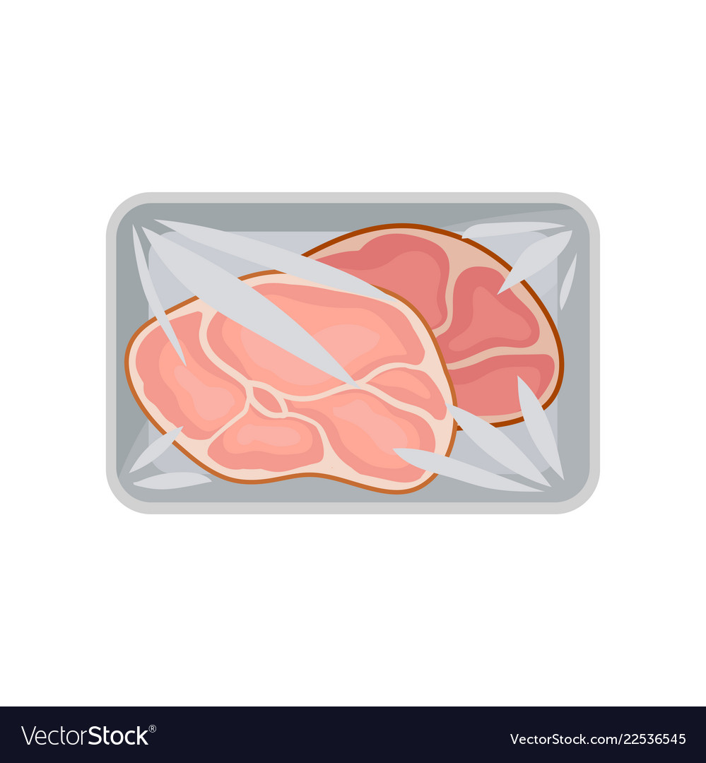 Fresh pork meat packaging food plastic tray vector image Fresh pork meat packaging food plastic tray
