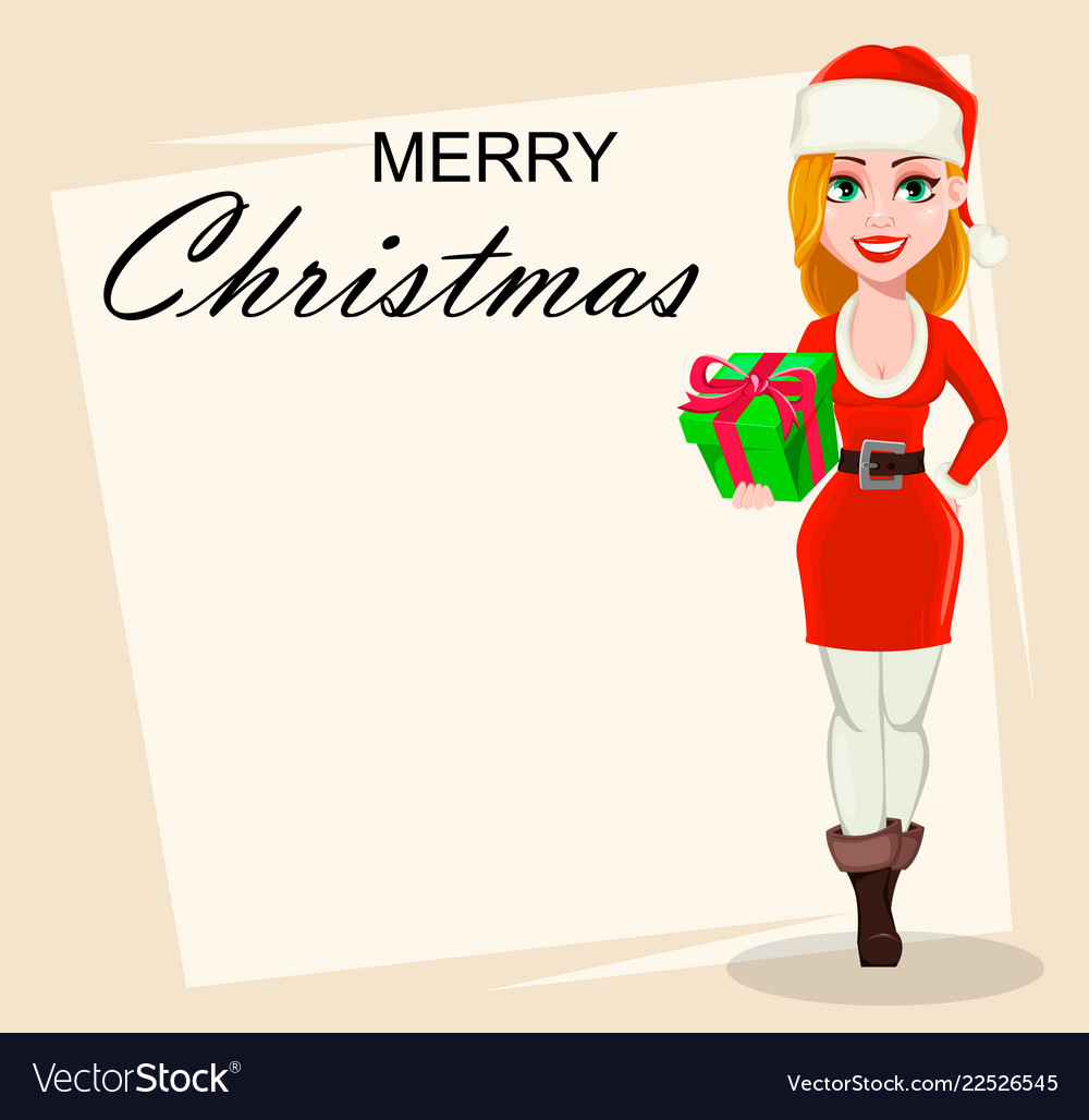 Merry christmas woman in santa claus costume